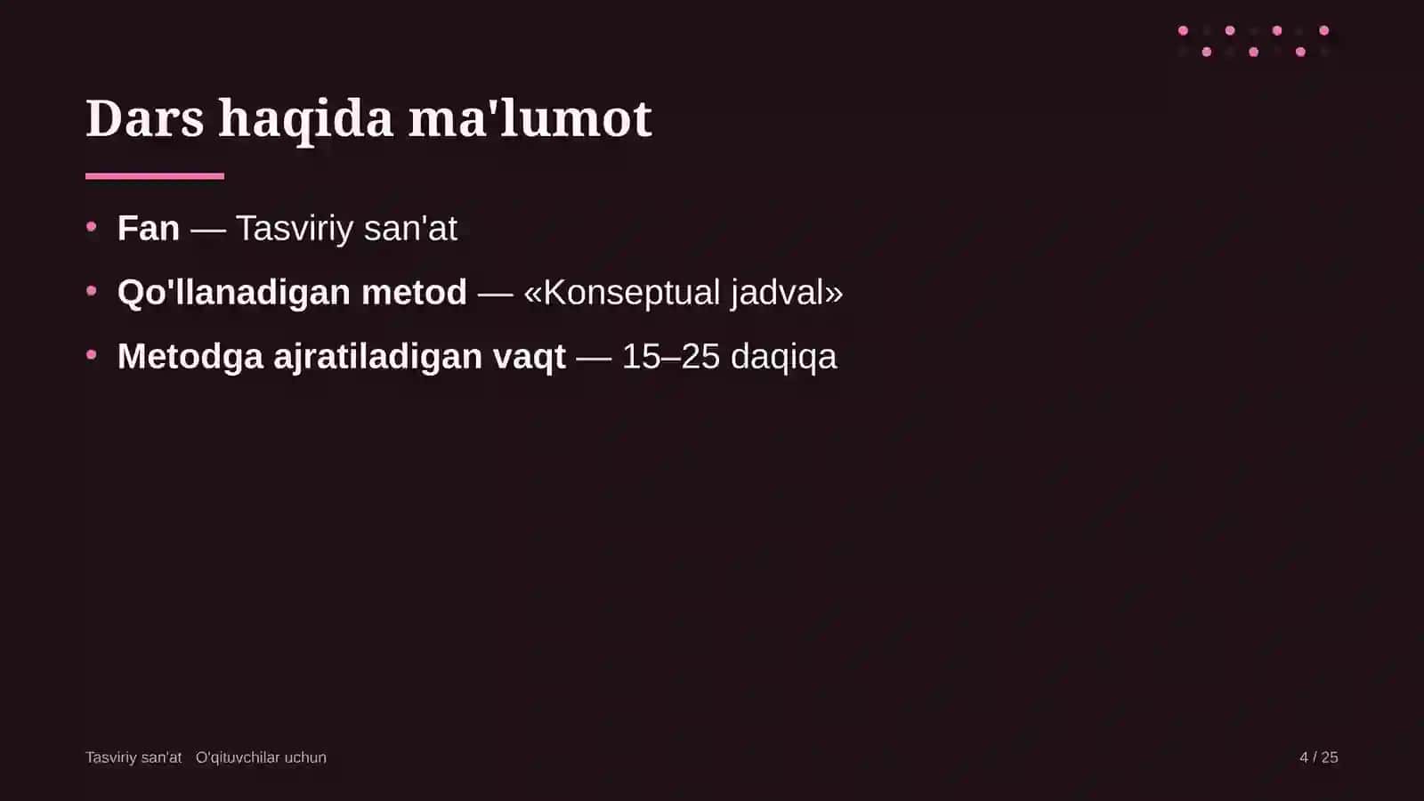 tasviriy san'at darslarida konseptual jadval metodidan foydalanish 6404 4
