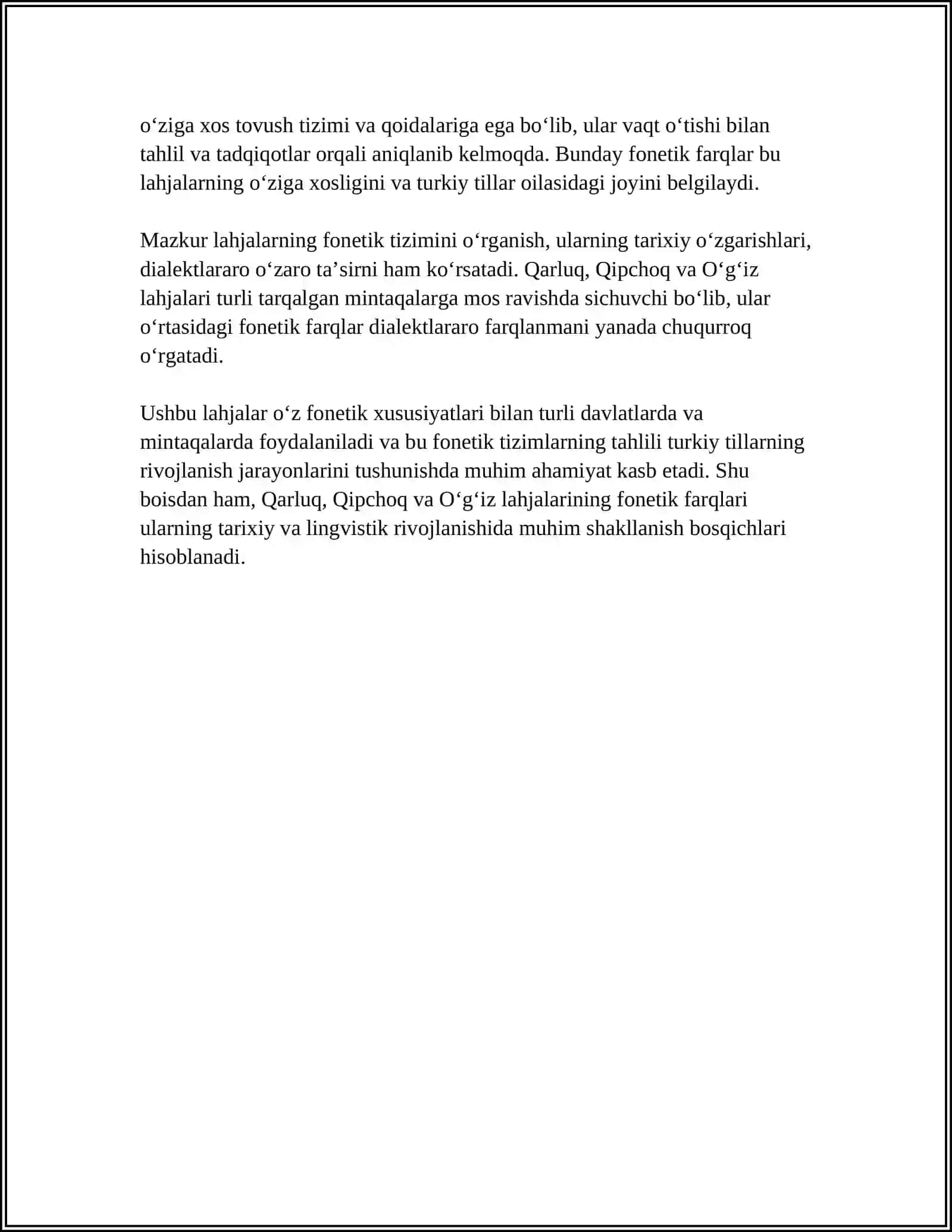 QARLUQ, QIPCHOQ VA OʻGʻIZ LAHJASIDAGI MATNLAR TAHLILI 4