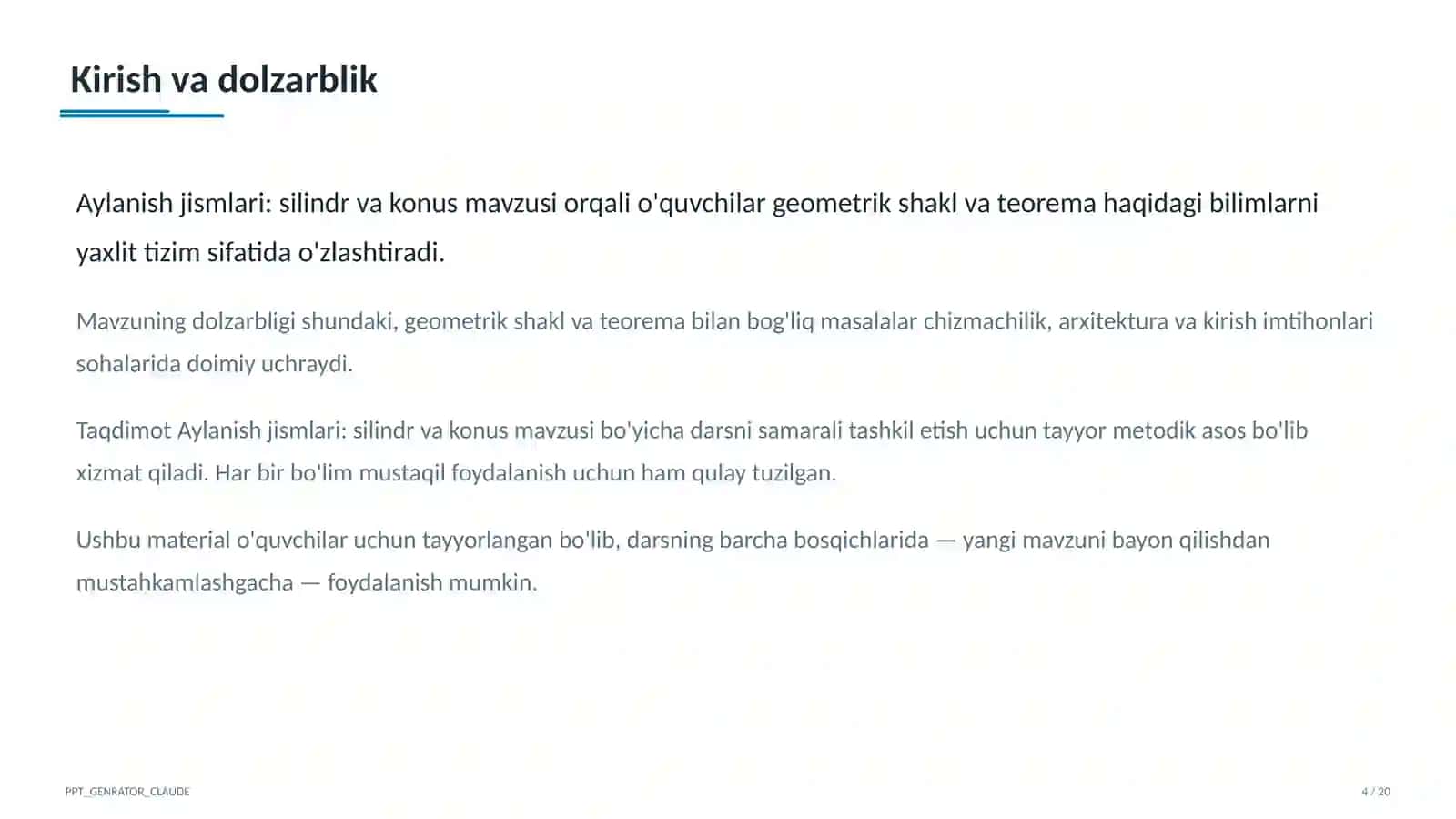 Aylanish jismlari: silindr va konus (11-sinf) 4