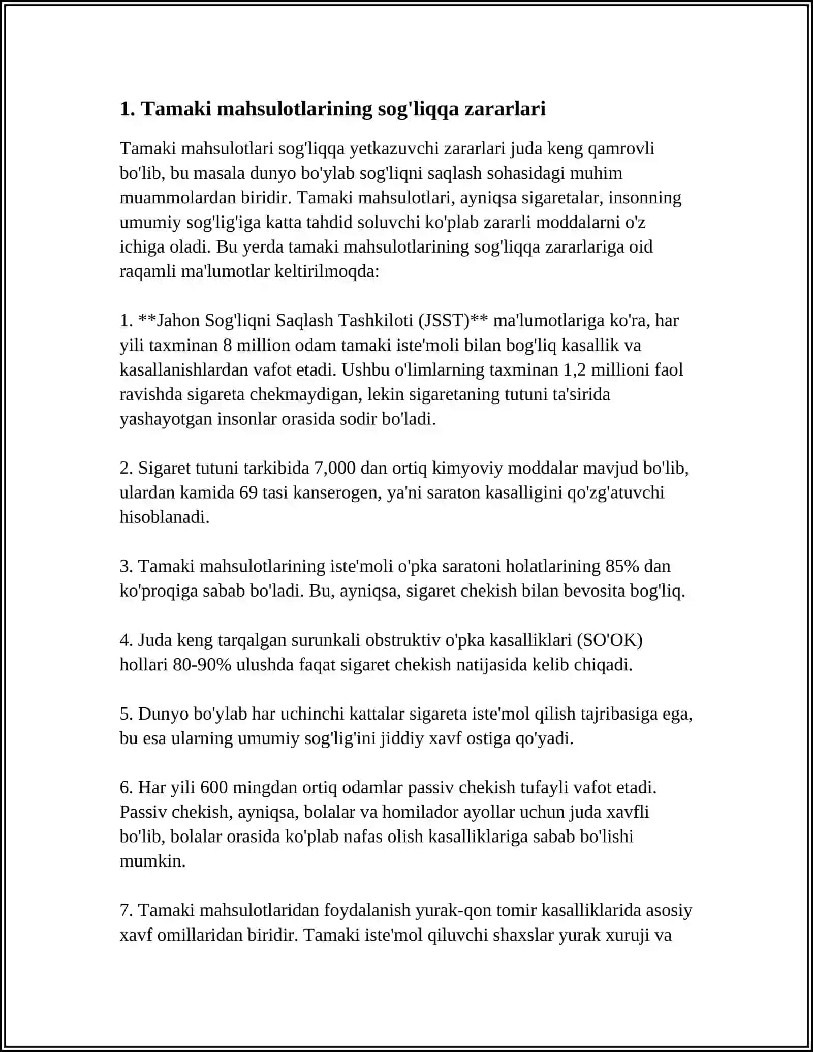 TAMAKI MAHSULOTLARINI CHEKISHNING OQIBATLARI HAMDA UNI OLDINI OLISHNING CHORA -TADBIRLARI 4