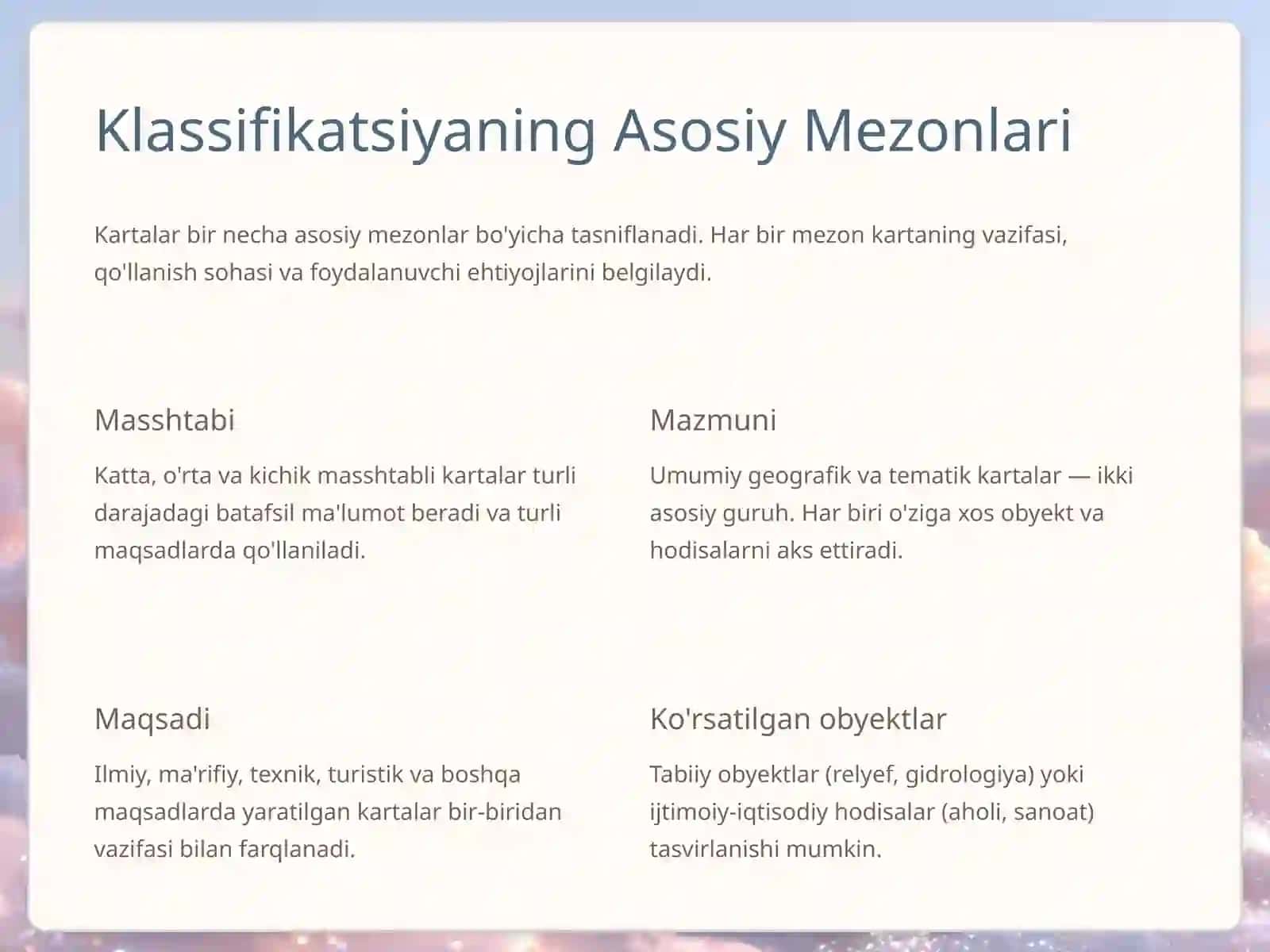 Kartalarning Tasniflanishi: Dunyoni Anglash Vositasi 4