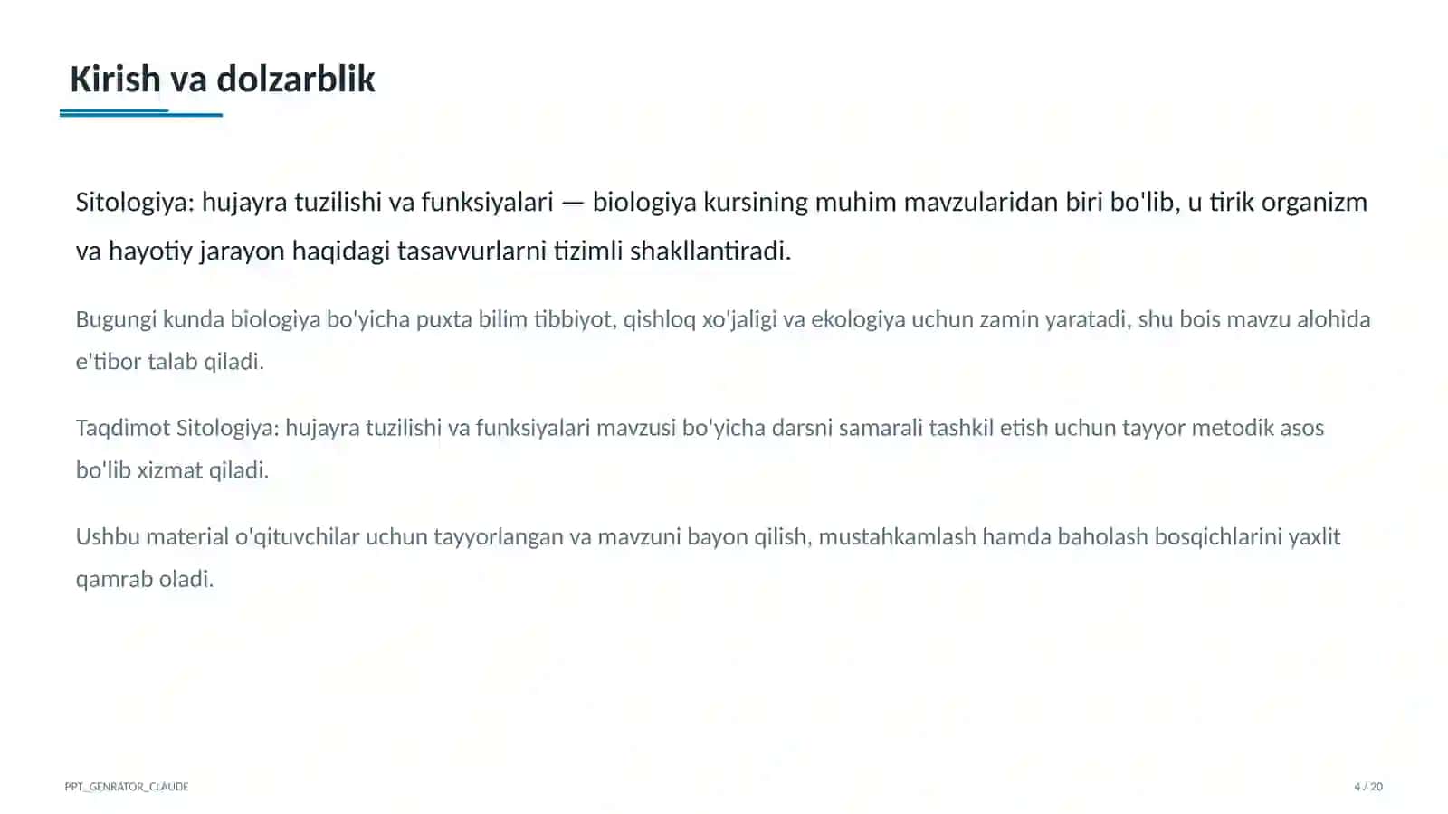 Sitologiya: hujayra tuzilishi va funksiyalari (9-sinf) 4