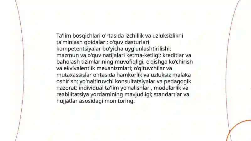 Ta'lim tizimlilik va izchillik prinsiplarini amalga oshirish qoidalari 4