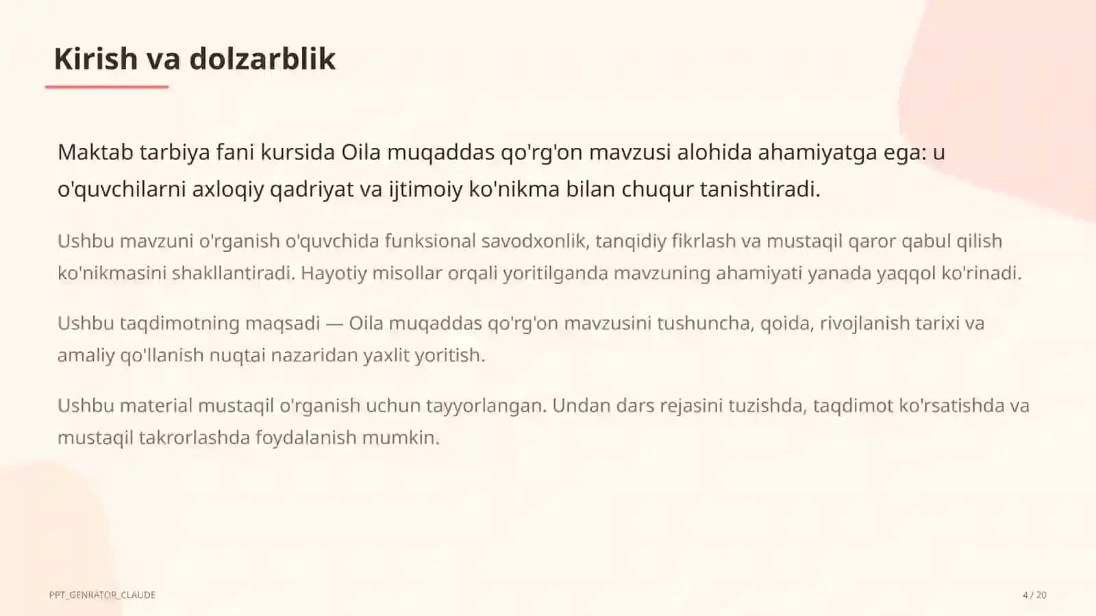 Oila muqaddas qo'rg'on (5-sinf) 4