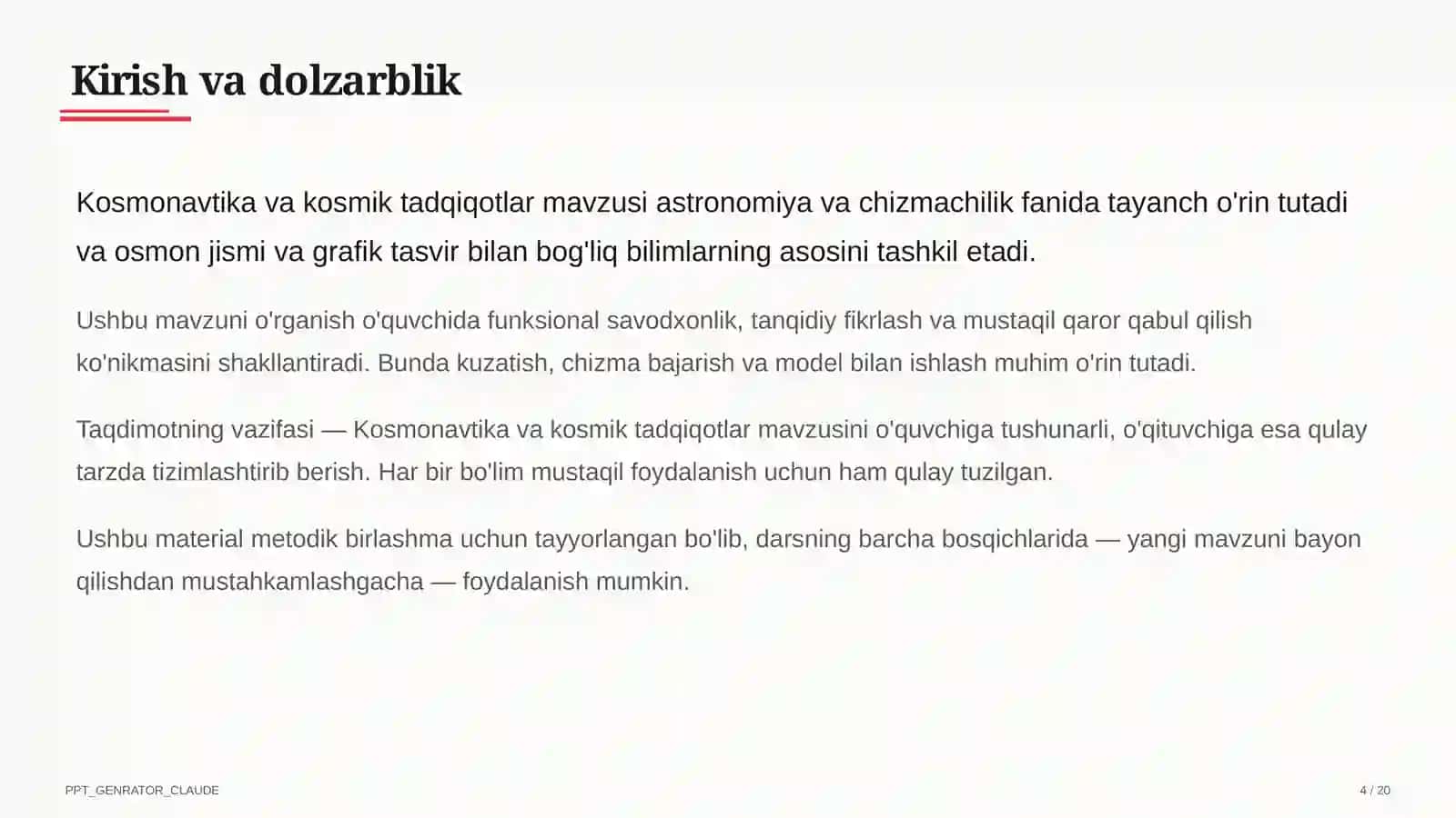 Kosmonavtika va kosmik tadqiqotlar (11-sinf) 4