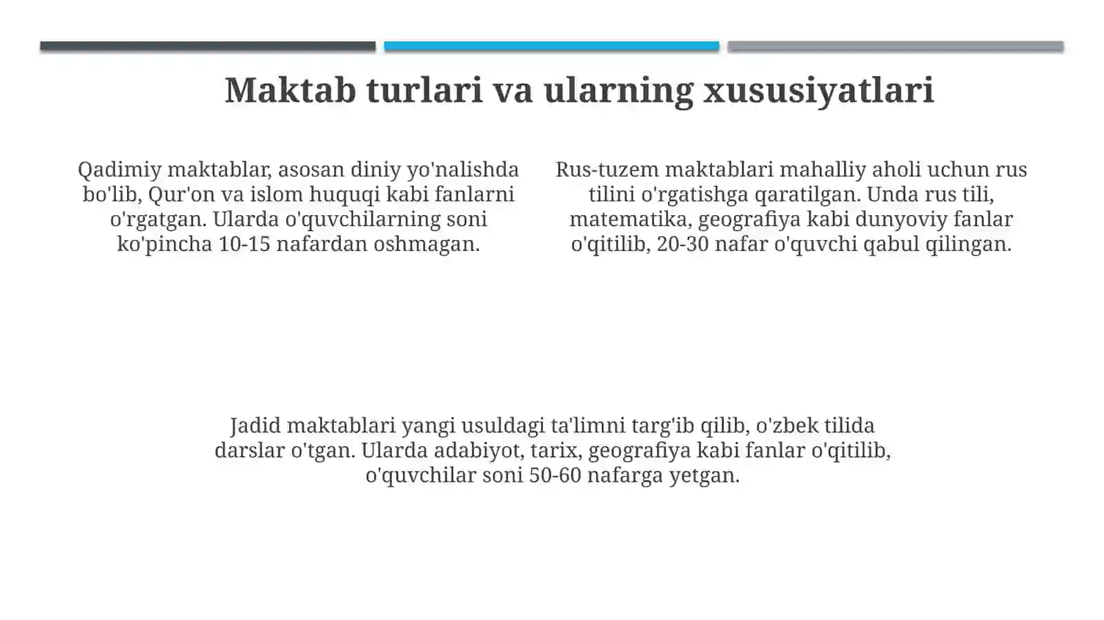 XIX asr 2- yarmi 1 choragida Turkiston oʻlkasida tarbiya maktab va pedagaog fikirlari 4