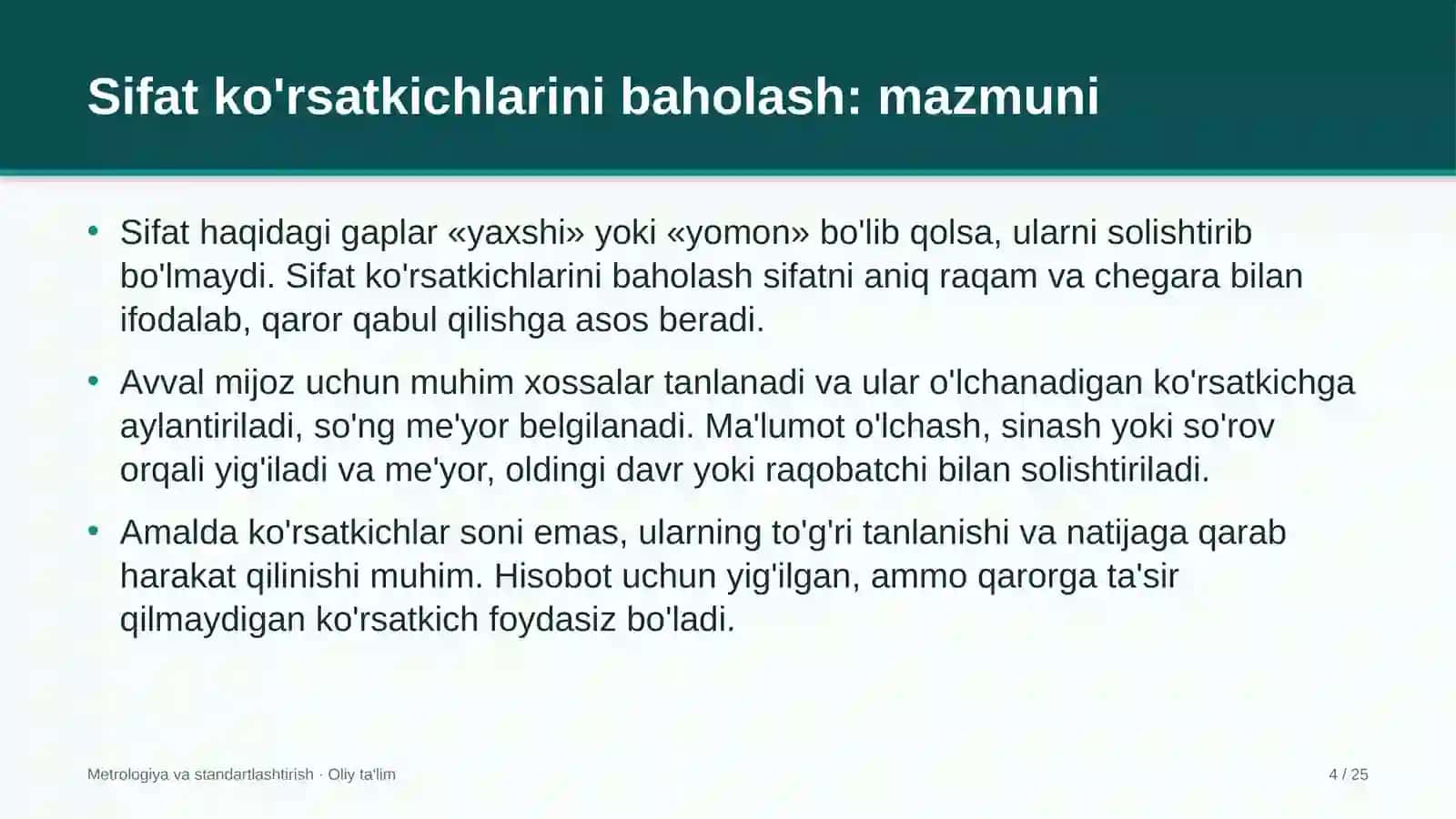 yoga studiyalarida sifat ko'rsatkichlarini baholash 8636 4