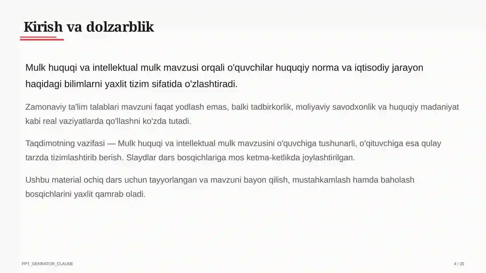 Mulk huquqi va intellektual mulk (11-sinf) 4