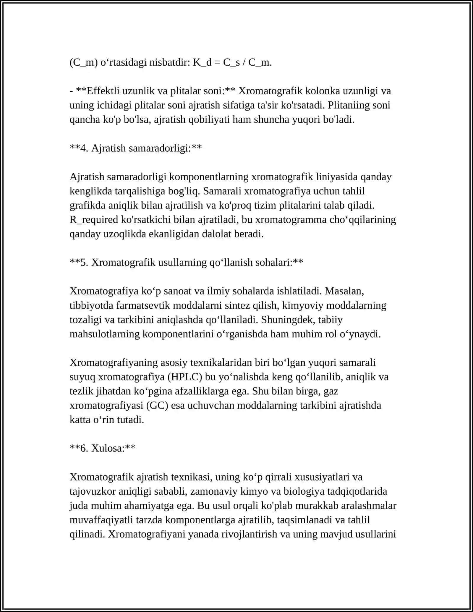 XROMATOGRAFIK AJRATISH USULLARINING TECNOLOGIYADA QÒLLANILISHI 4