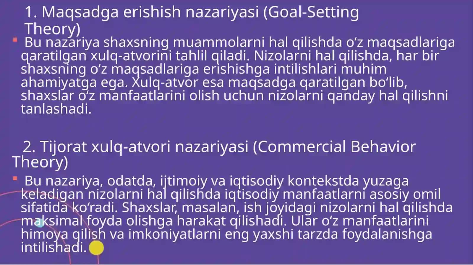 Nizoli vaziyatlarda shaxs xulq atvori nazariyalari 4