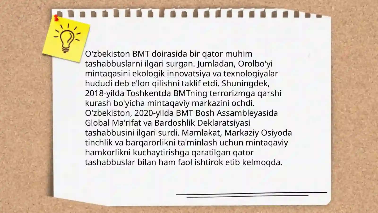 O'zbekiston Respublikasining BMTga a'zo bo'lishi hamda jahon hamjamiyatidagi o'rni hamda nufuzining ortib borishi 4