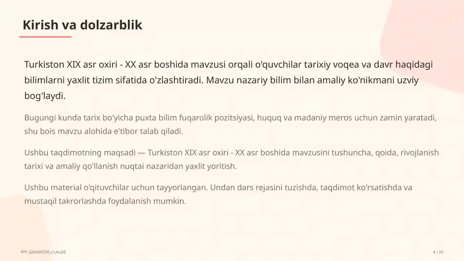 Turkiston XIX asr oxiri - XX asr boshida (9-sinf) 4