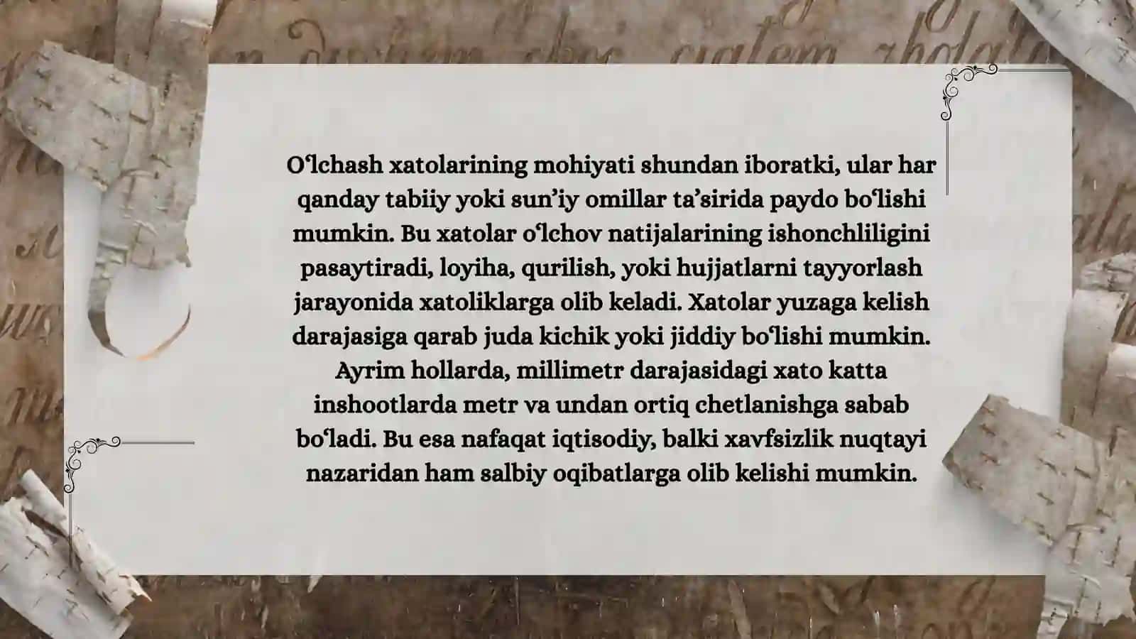 O‘LCHASH XATOLARI 4