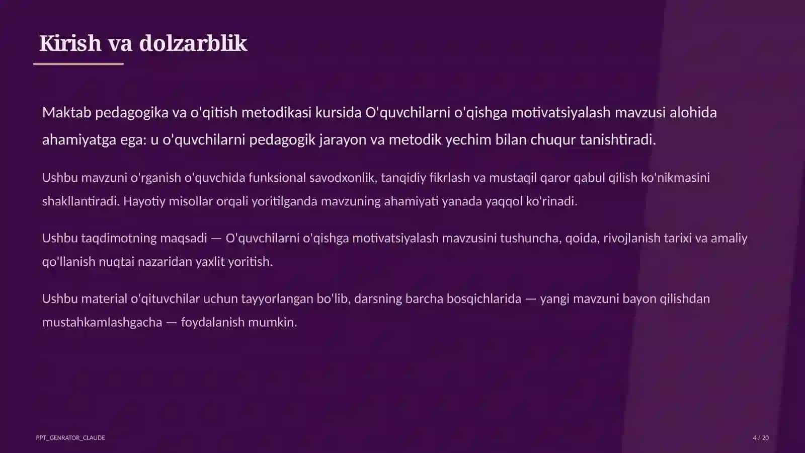 Dars rejasi 4