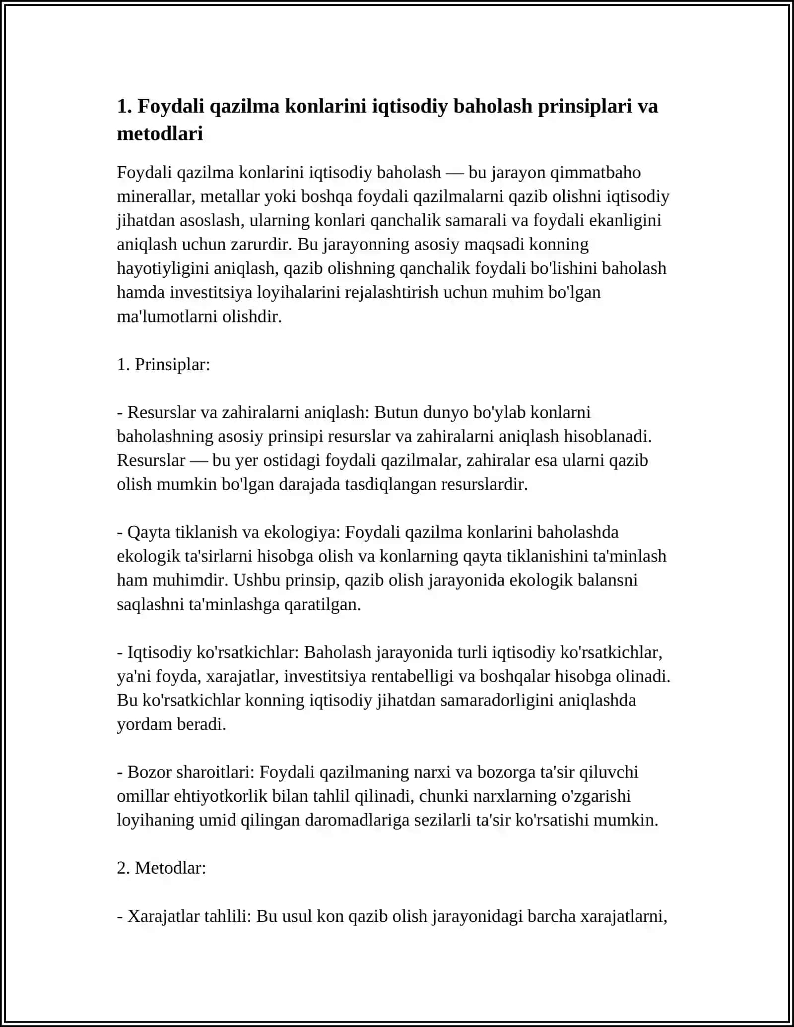 FOYDALI QAZILMA KONLARNI IQTISODIY BAHOLASH 4