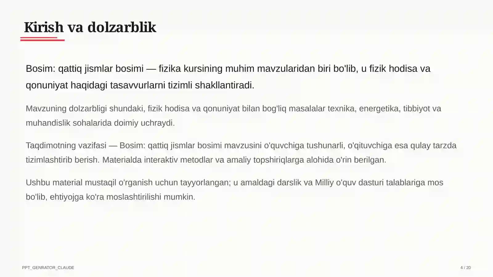 Bosim: qattiq jismlar bosimi (6-sinf) 4