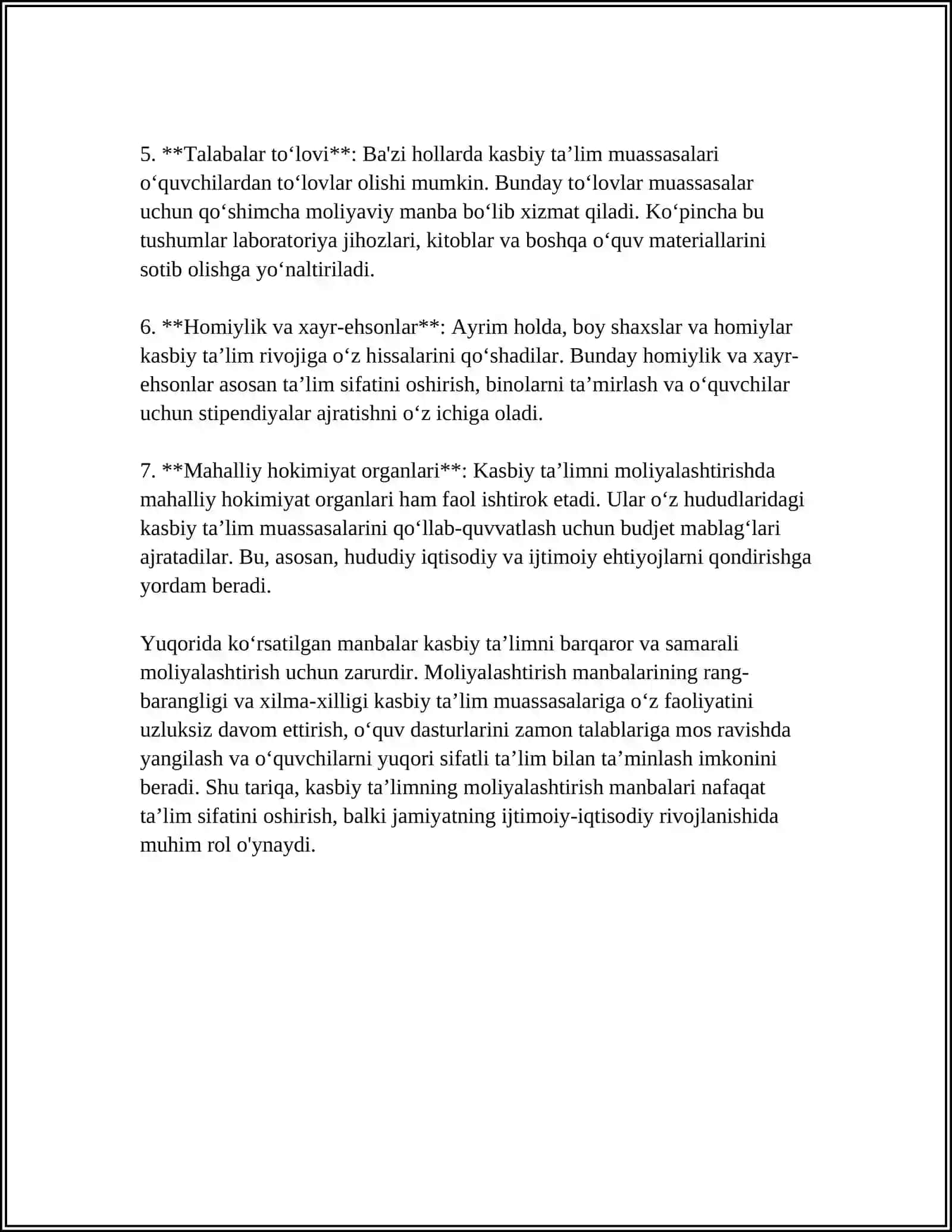 INSON HAYOTIDA KASBIY TA‘LIMNI MOLIYALASHTIRISHNIN DOLZARBLIGI 4