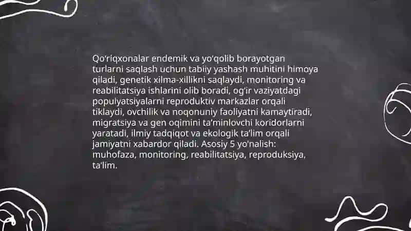Oʻzbekistonning milliy bogʻlari va qoʻriqxonalarining ekologik ahamiyati 4