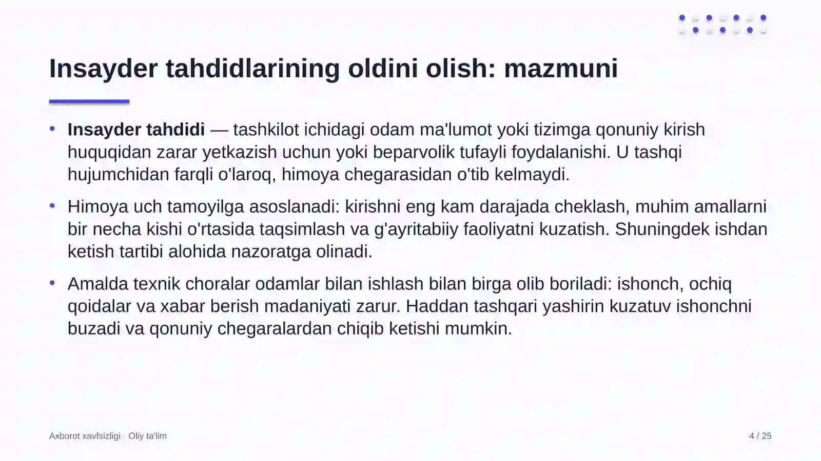 Insayder tahdidlarining oldini olish: mohiyati 4