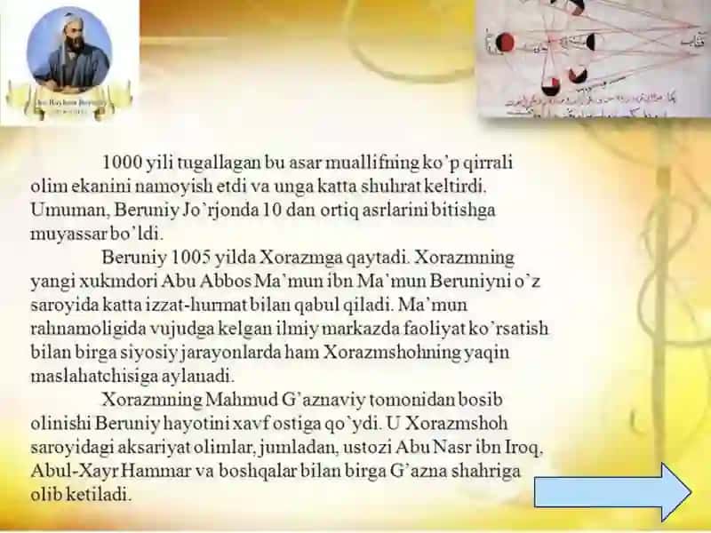 Abu Rayxon Berunining jahonilm-faniga qo'shgan hissasi 4
