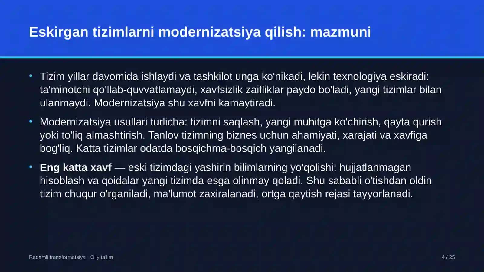 Kitob do'konlarida eskirgan axborot tizimlarini modernizatsiya qilish 4