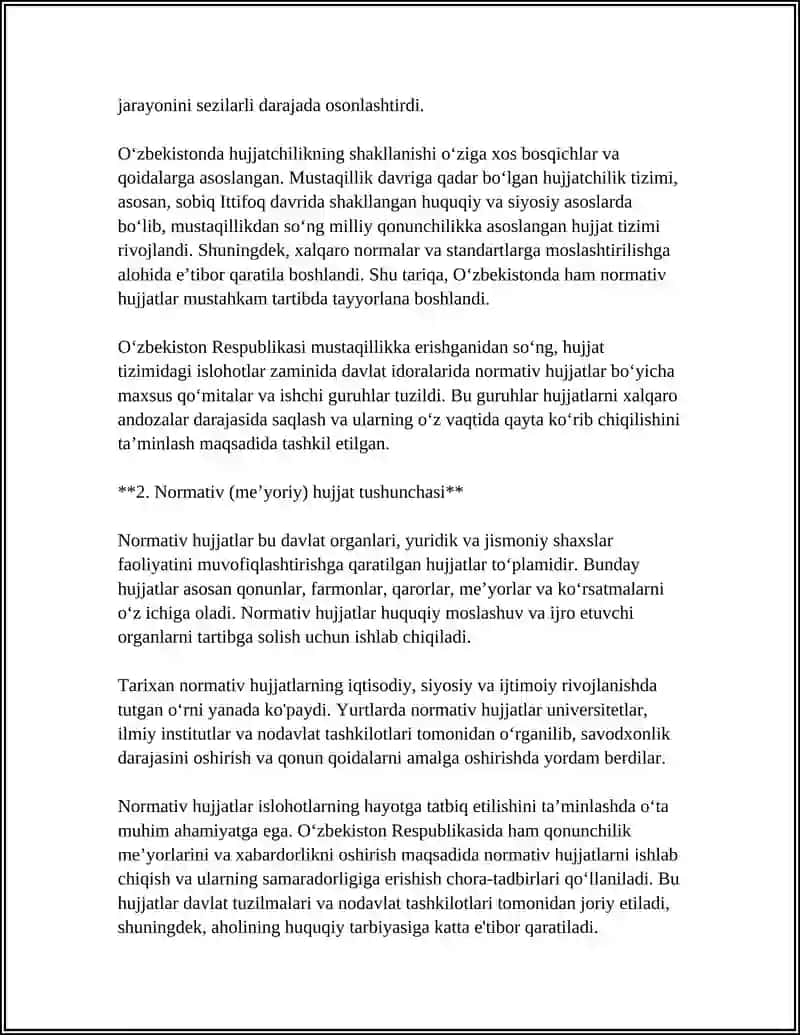HUJJATCHILIK TARIXI. NORMATIV (ME’YORIY) HUJJAT TUSHUNCHASI 4