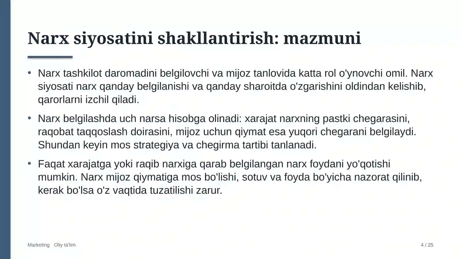 Ma'lumotlar tahlili sohasida narx siyosatini shakllantirish 4