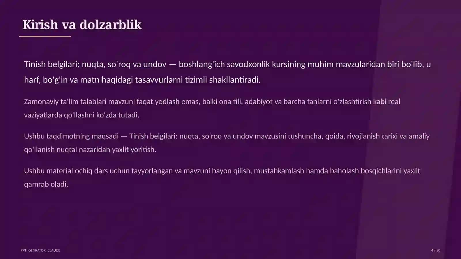 Tinish belgilari: nuqta, so'roq va undov (2-sinf) 4
