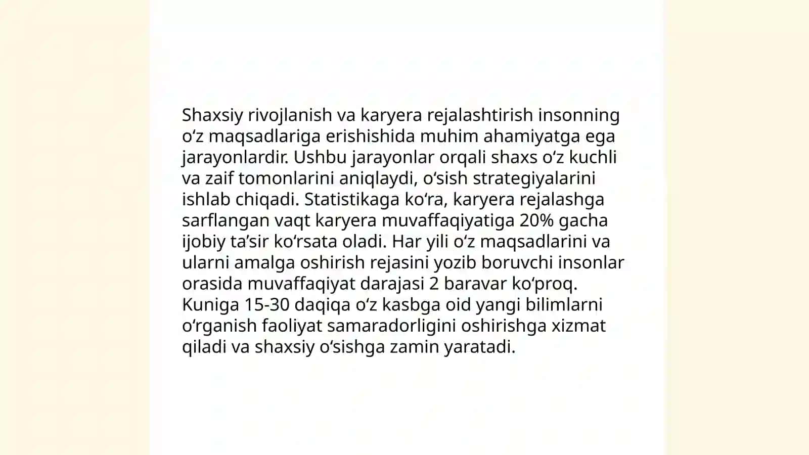 Karyeraning shaxs faoliyatidagi òrni karyera terapiyasi 4