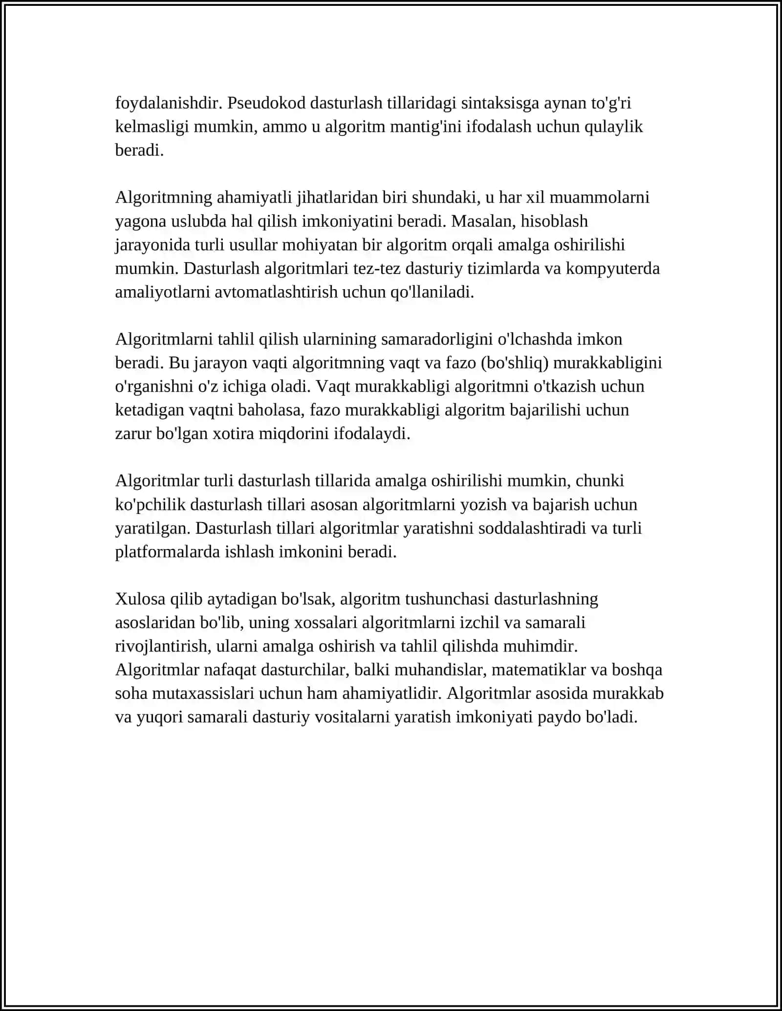 ALGORITMLASH USULLARI.DASTURLASHTIRISH TILLARI 4