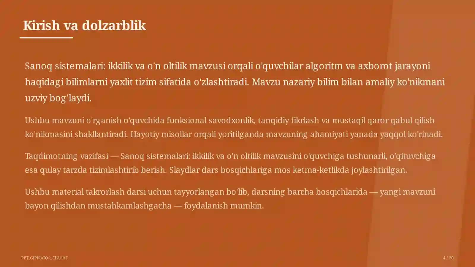 Informatika va axborot texnologiyalari (5–11) - takrorlash darsi uchun 4