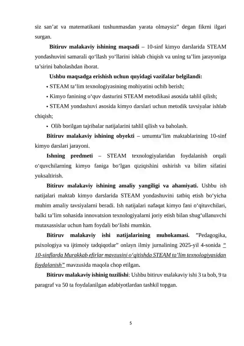 10-sinflarda Murakkab efirlar mavzusini o‘qitishda STEAM ta’lim texnologiyasidan foydalanish 4