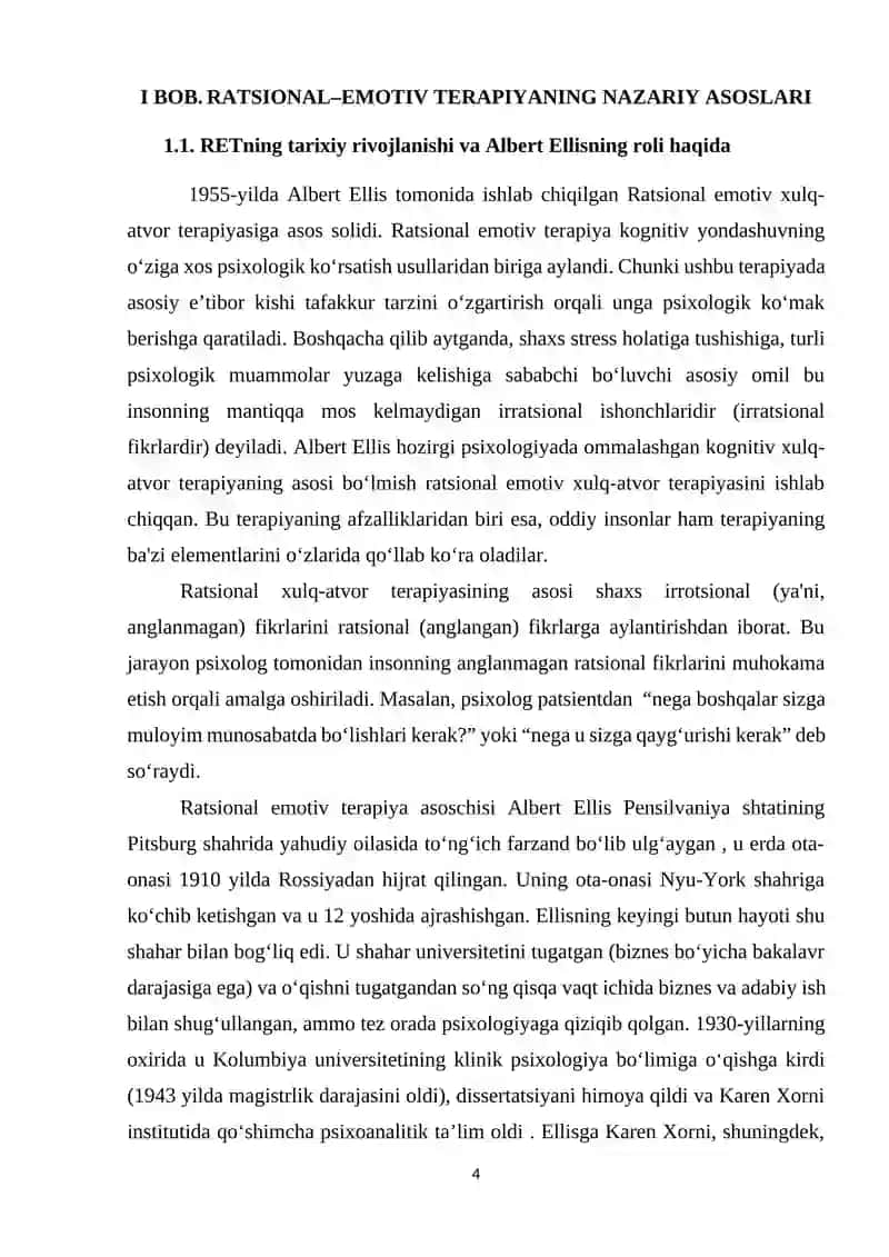 RETning tarixiy rivojlanishi va Albert Ellisning roli haqida 4