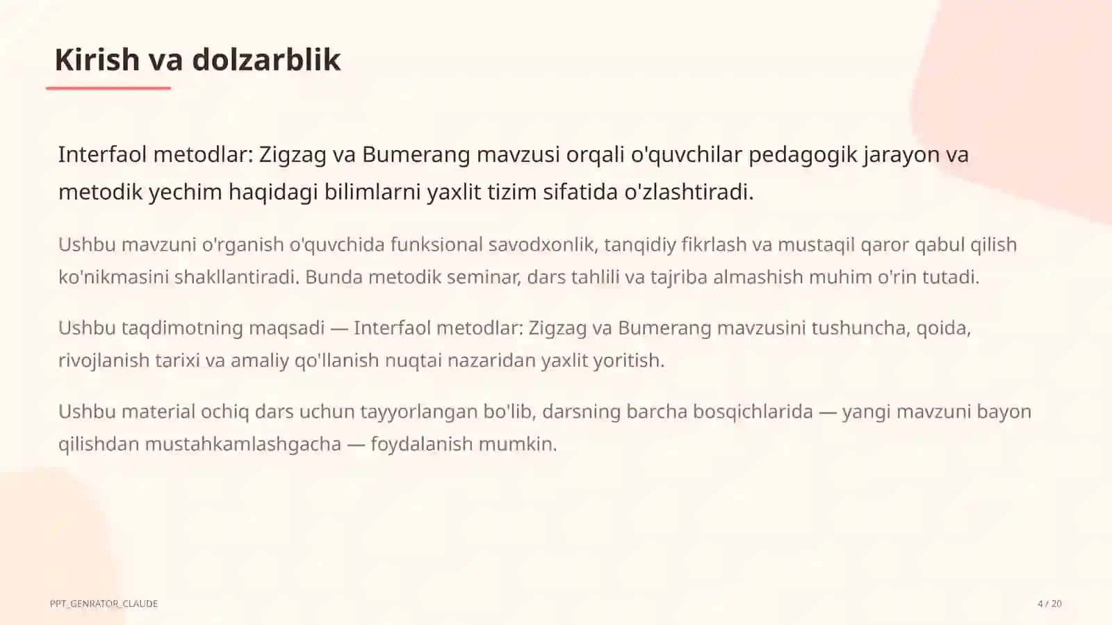 Interfaol metodlar: Zigzag va Bumerang 4