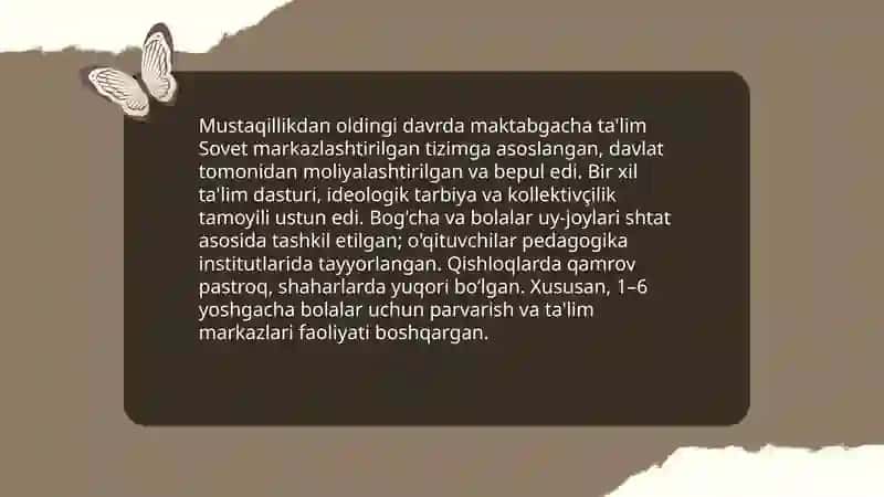 Maktabgacha ta'lim tarixi. Mustaqillik yillarida maktabgacha ta'lim tizimiga yangicha yondashuv 4