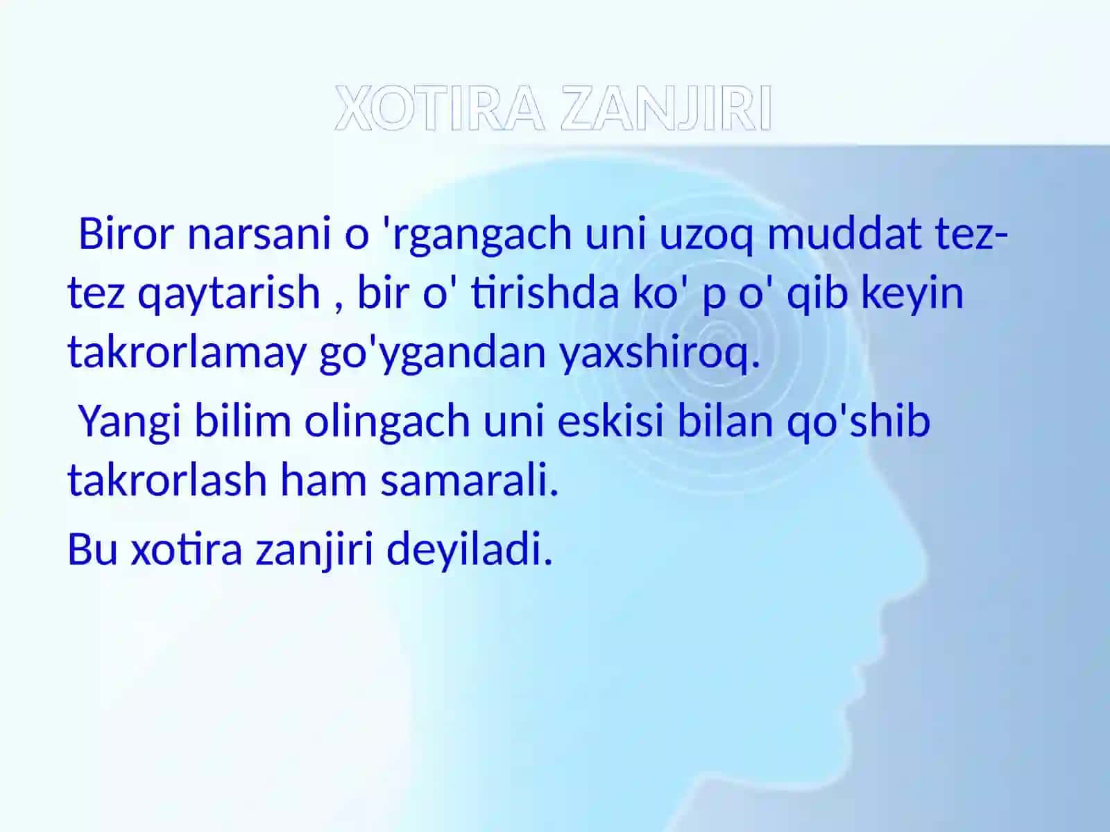 XOTIRANI KUCHAYTIRISH KO’Z OLDIGA KELTIRISH METODI 4