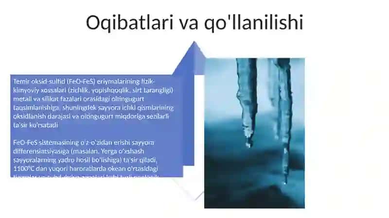 FeO-FeS sistemasining avtogen eritish va fizik -kimyoviy xossalari 4
