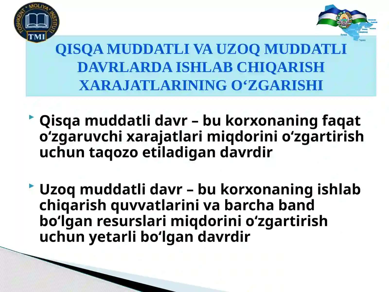 Iqtisodiy xarajatlar uning turlari va asosiy belgilari. 4