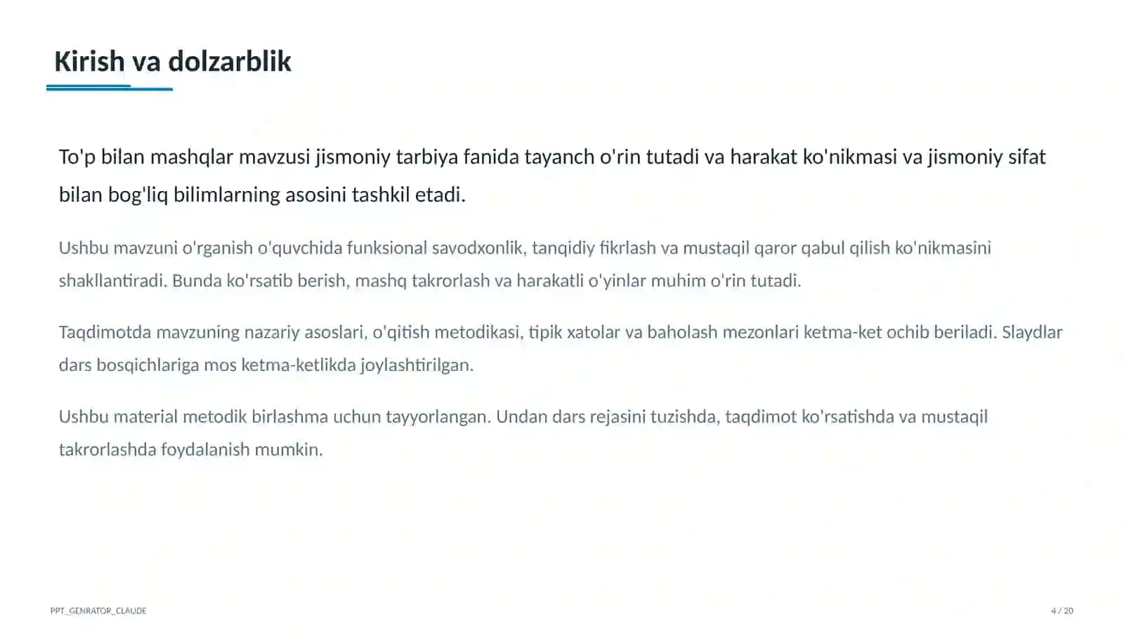 To'p bilan mashqlar (2-sinf) 4