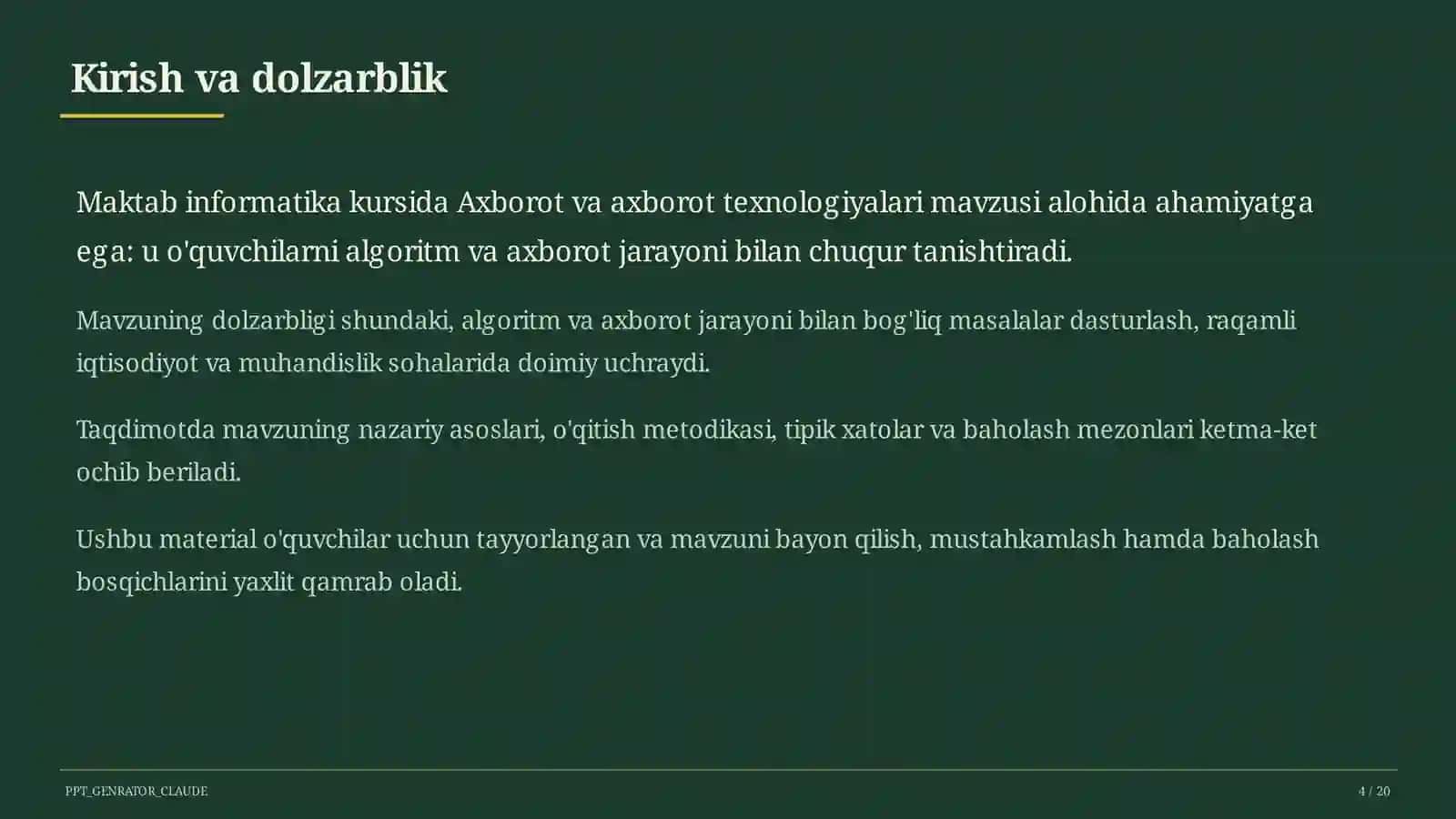 Informatika va axborot texnologiyalari (5– 11) — o'quvchilar uchun 4