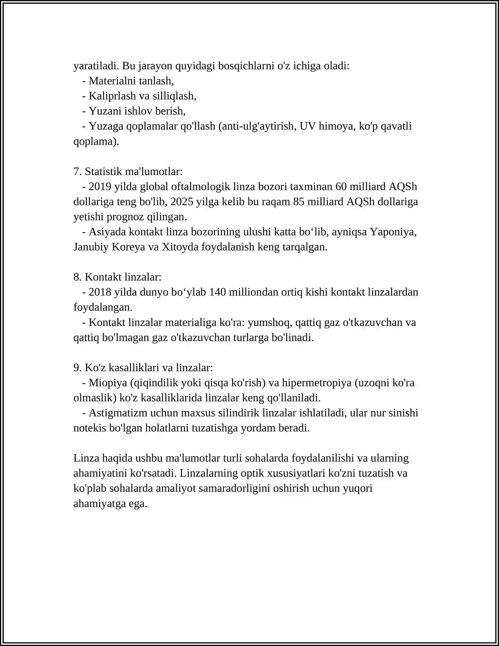 LINZA VA ULARNING TURLARI MAVZUSIDA GLASSARI KRASVORD SAVOL JAVOB TUZIB BERING 4