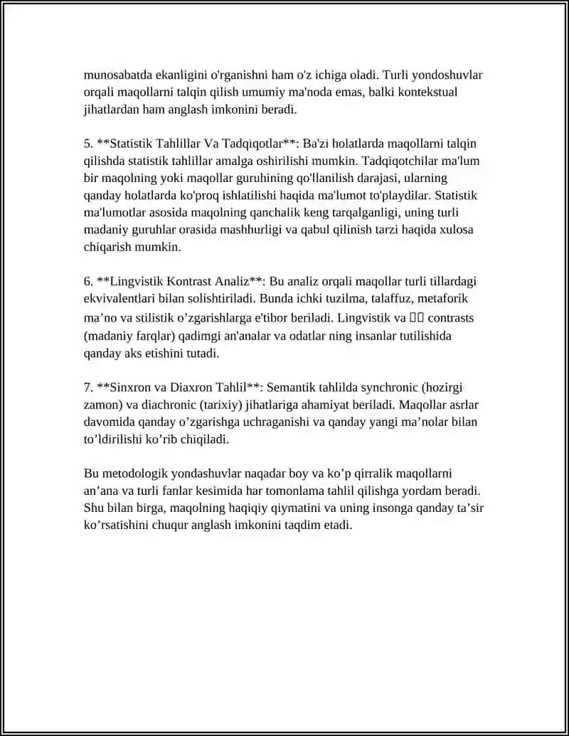 XALQ MAQOLLARI VA TOPISHMOQLARI TALQINI. LATIFA VA LOFLARNING QIYOSIY TALQINLARINI YARATISH 4