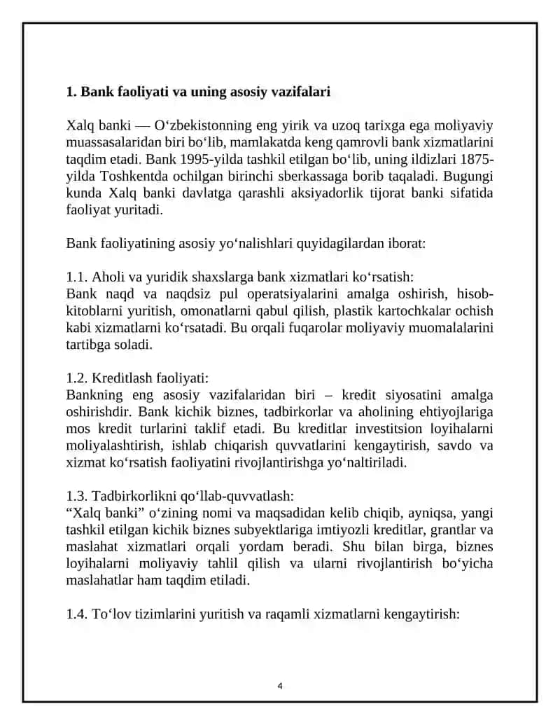 Ishlab chiqarish amaliyoti boʻyicha Hisobot 4