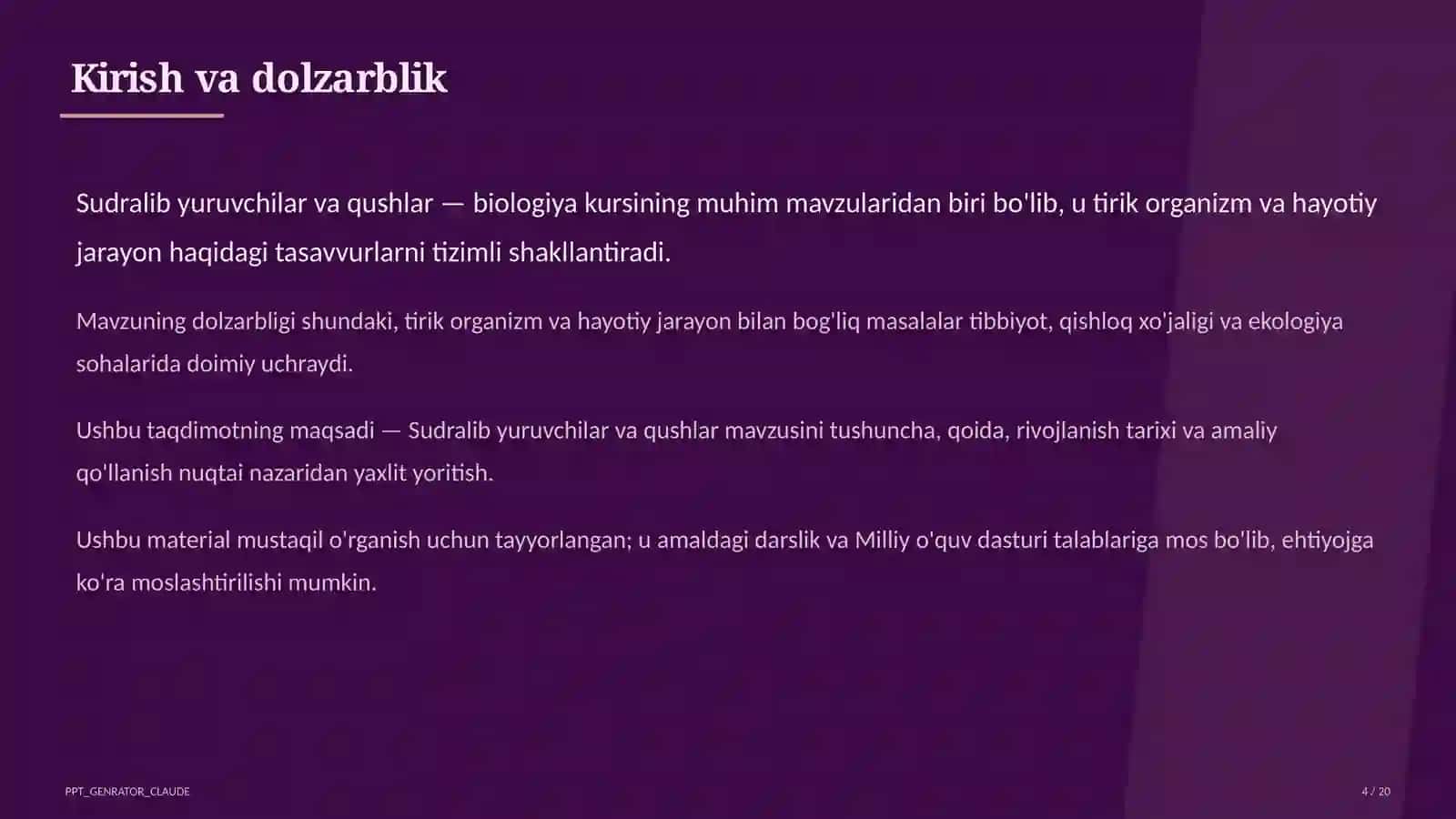 Sudralib yuruvchilar va qushlar (7-sinf) 4