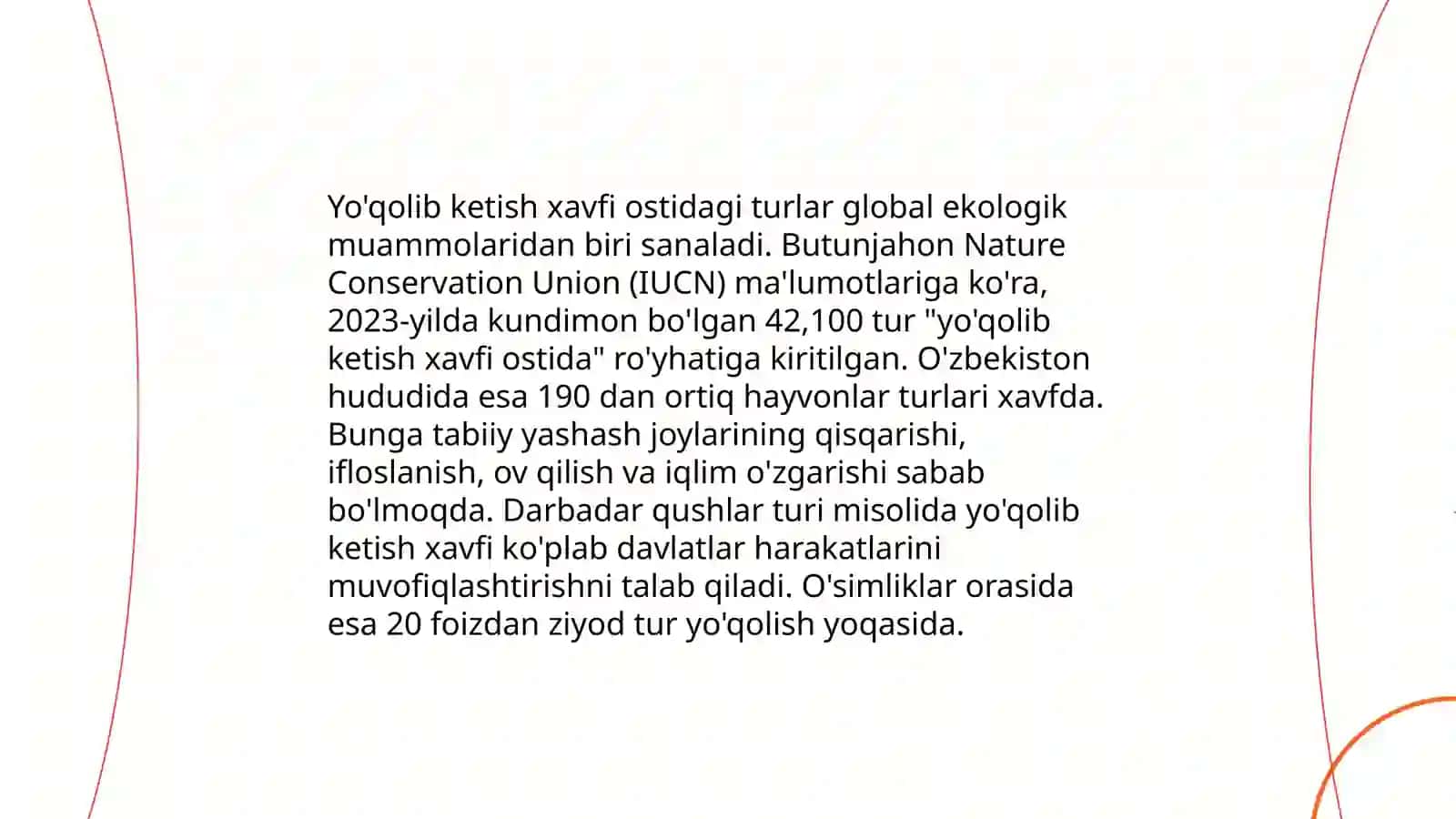 Biologik xilma-xillikni muhofaza qilish muommolarini oʻrganish 4