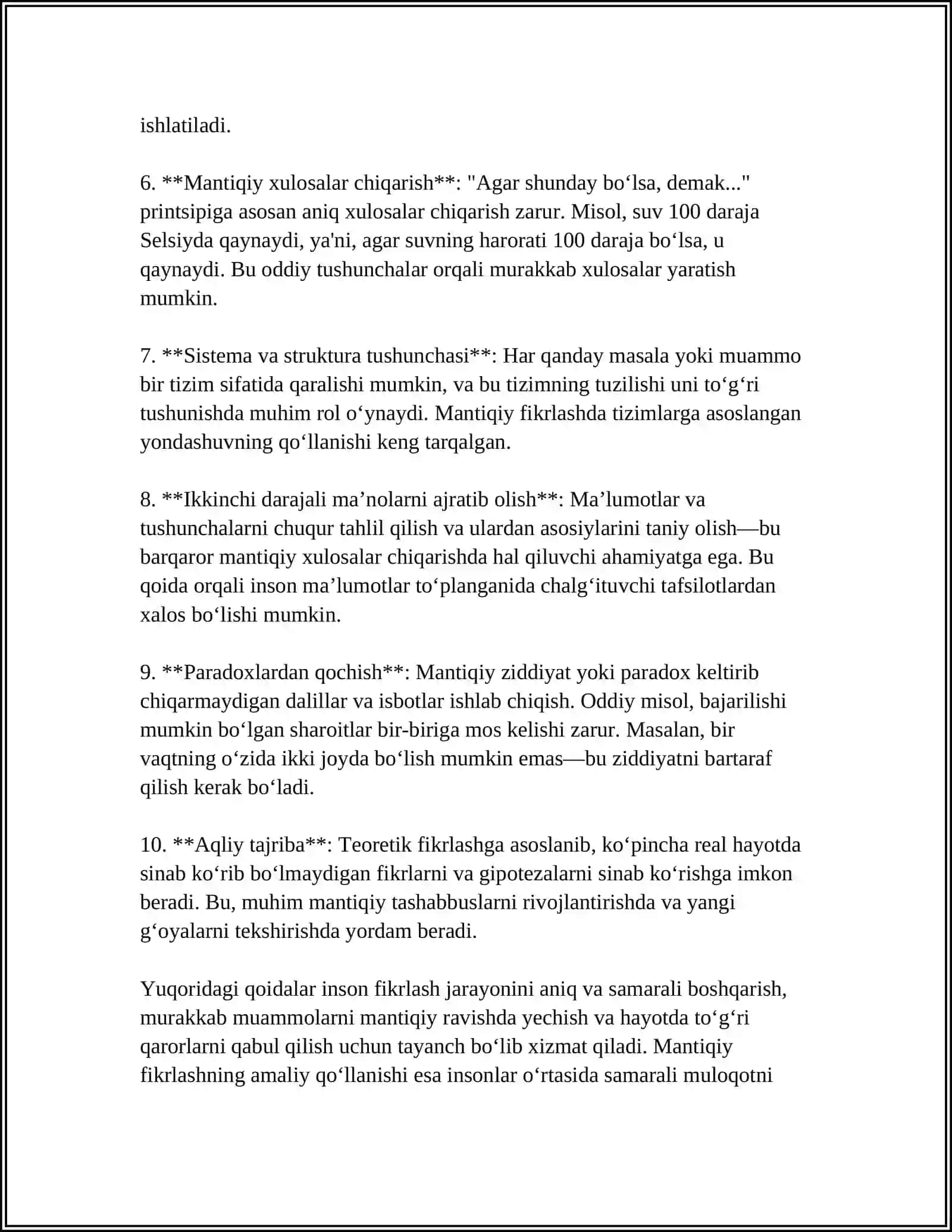 MANTIQIY TAFAKKURNI OSHIRISHGA DOIR MISOL MASALALAR YECHISH METODIKASI 4