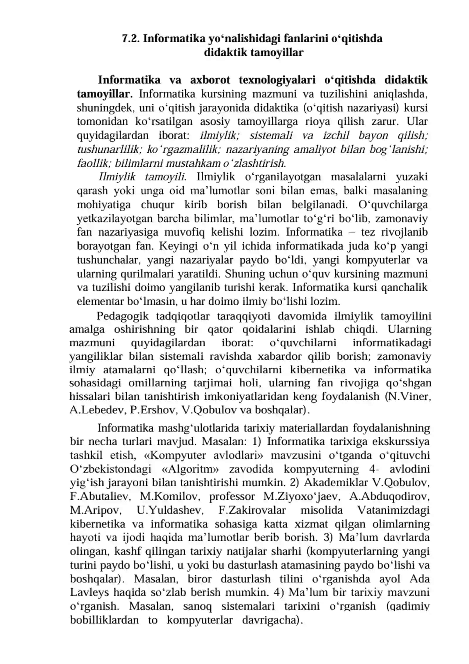 Informatika fanini o‘qitishning xususiy metodikasi 4