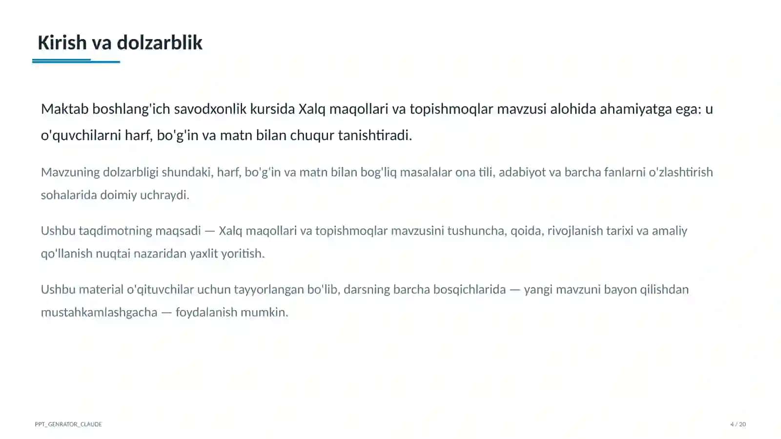 Xalq maqollari va topishmoqlar (2-sinf) 4