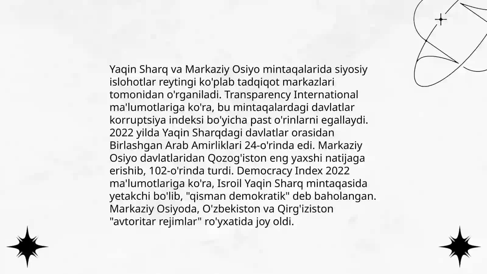 Yangi O'zbekiston ijtimoiy-iqtisodiy, siyosiy va madaniy hayotida ro'y berayotgan o'zgarishlarning xalqaro reyting va indekslarda aks etishi 4