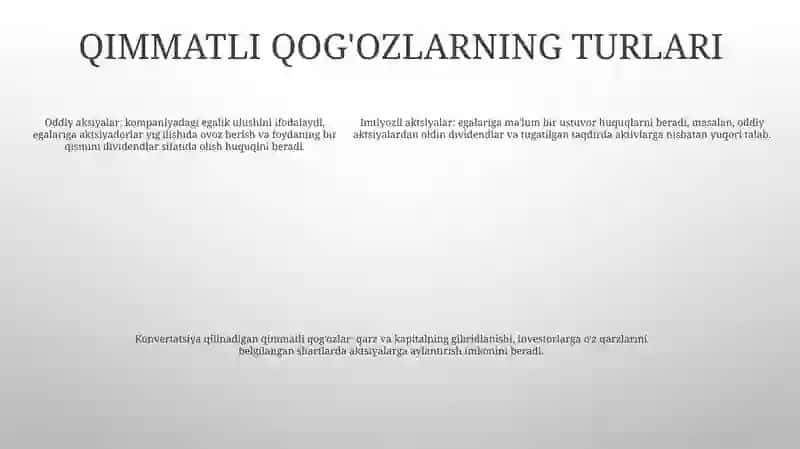 Ba‘Zaviy (Qarz Va Ulush Munosabatlarini Ifodalovchi) Qimmatli Qog'Ozlar 4